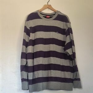 Vintage Y2k Air Jordan Jumpman Purple Gray Striped Rugby Long Sleeve Thermal XXL